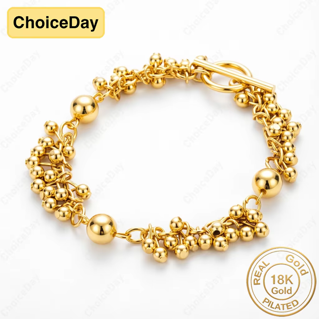 Bracelet délicat plaqué or 18 carats avec perles pour femme - Bijou tendance, cadeau, accessoires po