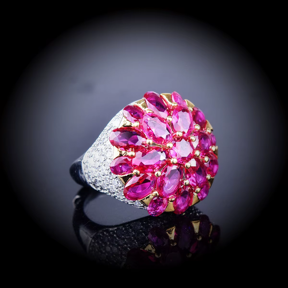Bague de luxe pour femme en argent 925 avec cristal grenat en forme de poire, motif fruit et plante,