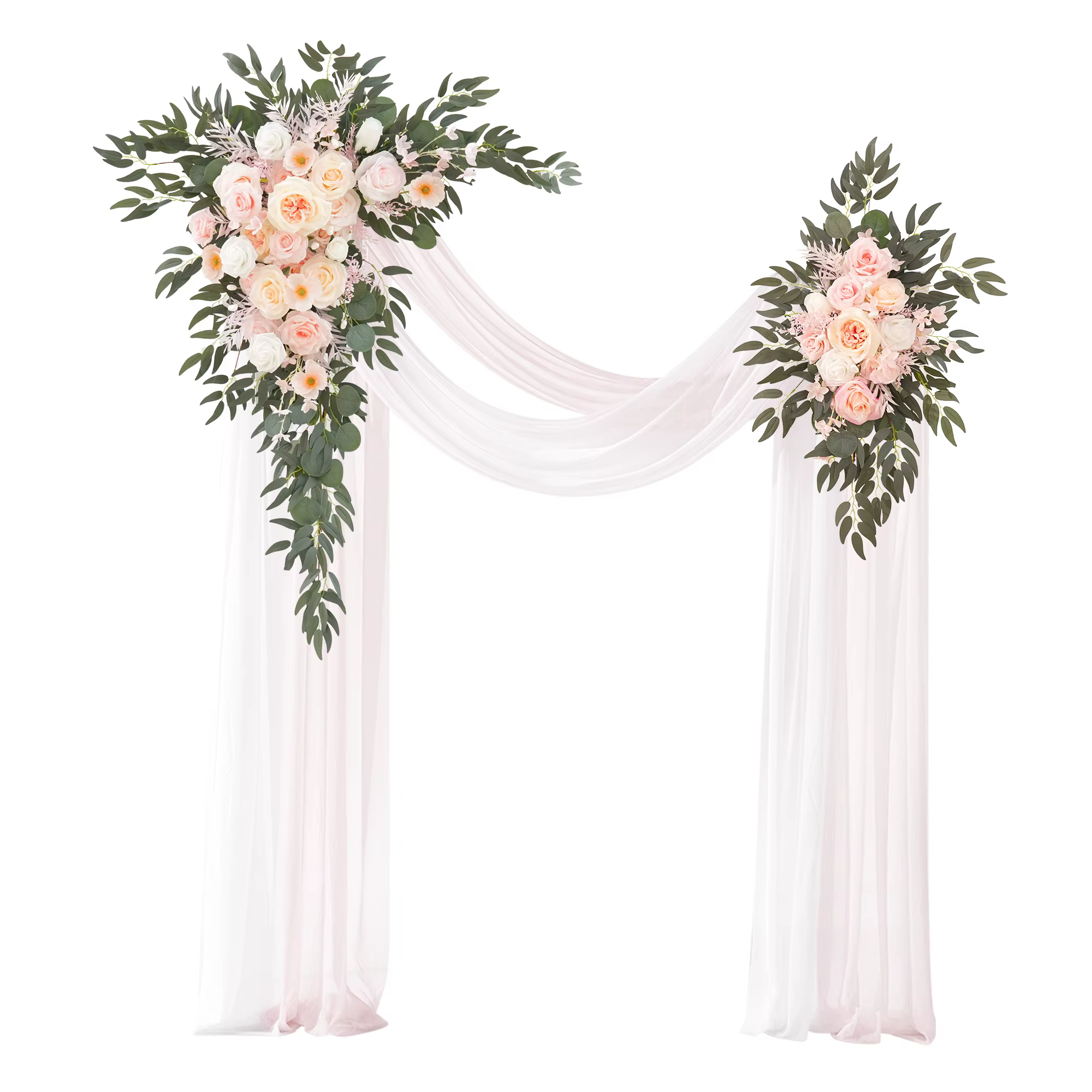 A9004 décoration pour fleurs d'arc de mariage ajouter des rideaux Kit de 4, 2 pièces Roses rose clai