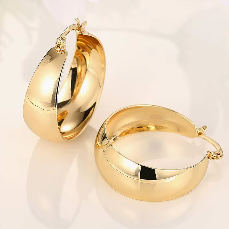 Huitan – boucles d'oreilles créoles charmantes pour femmes, couleur or, accessoires de luxe en métal