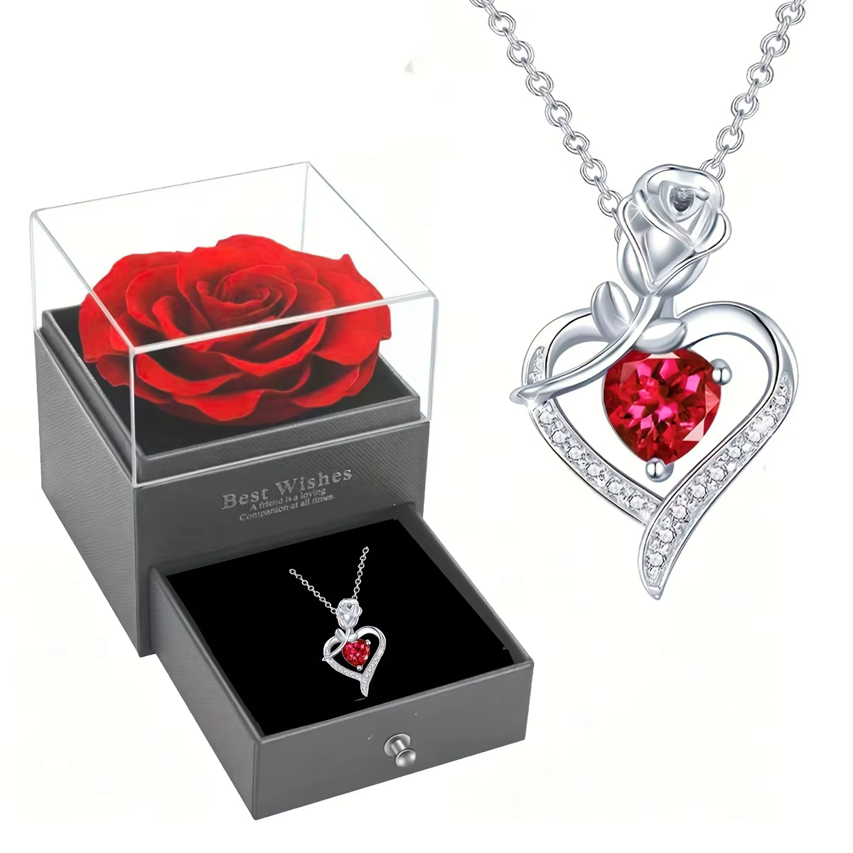 Collier pendentif coeur boîte Rose, cadeau de bijoux je t'aime pour maman, femme, amant, fille, peti
