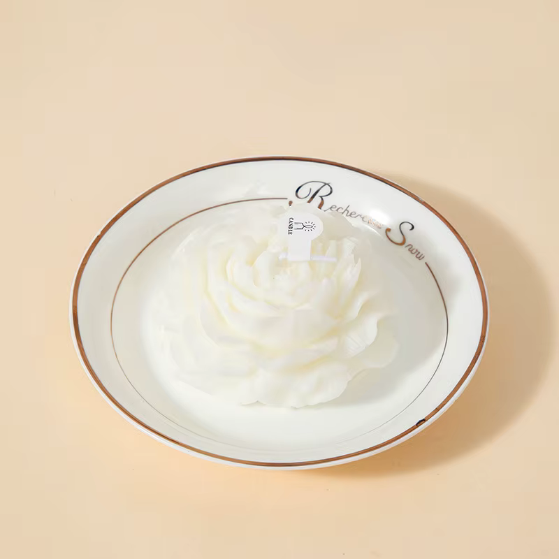 Bougie aromatique 3D en forme de pivoine, bougie d'aromathérapie créative en forme de fleur, boîte c