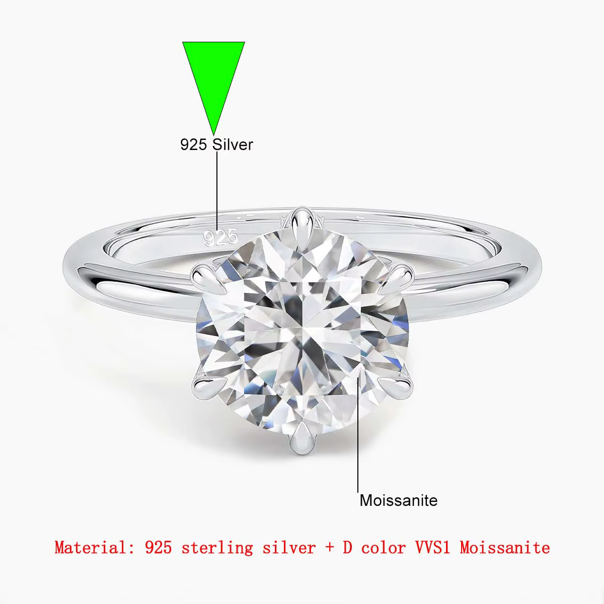 SDOOU – bague Solitaire en Moissanite à Six griffes, élégante, rempli d'or 14K, 1/2/3ct D VVS1, coup