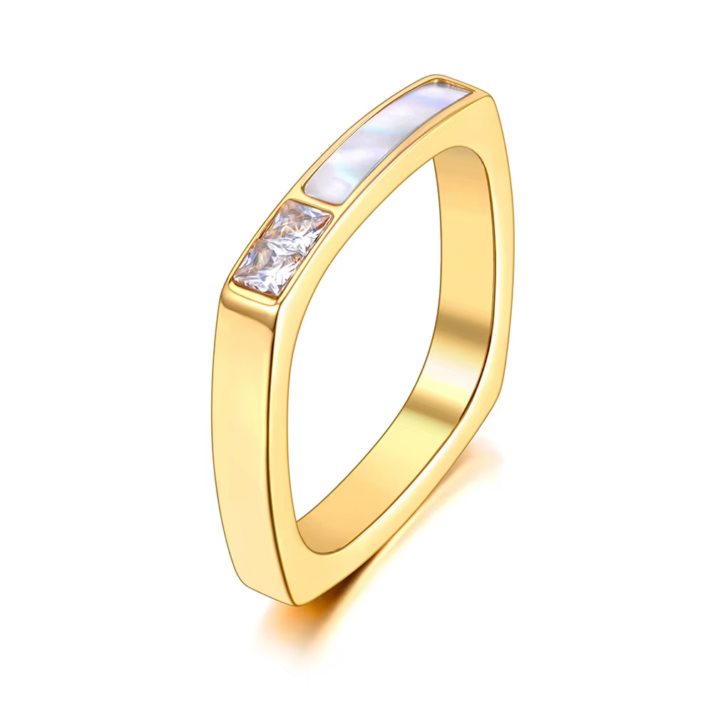 Lokaer – bague géométrique en titane et acier inoxydable pour femme, anneau en zircone cubique, plaq