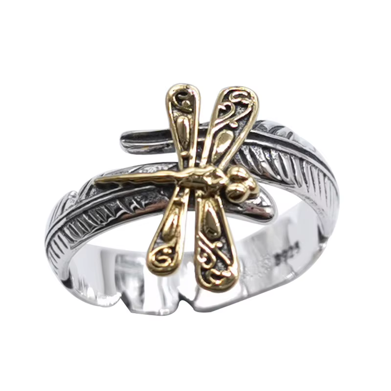 Bague ouverte élégante en argent sterling 925 Buyee, motif animal doré, pour femmes et hommes, bijou