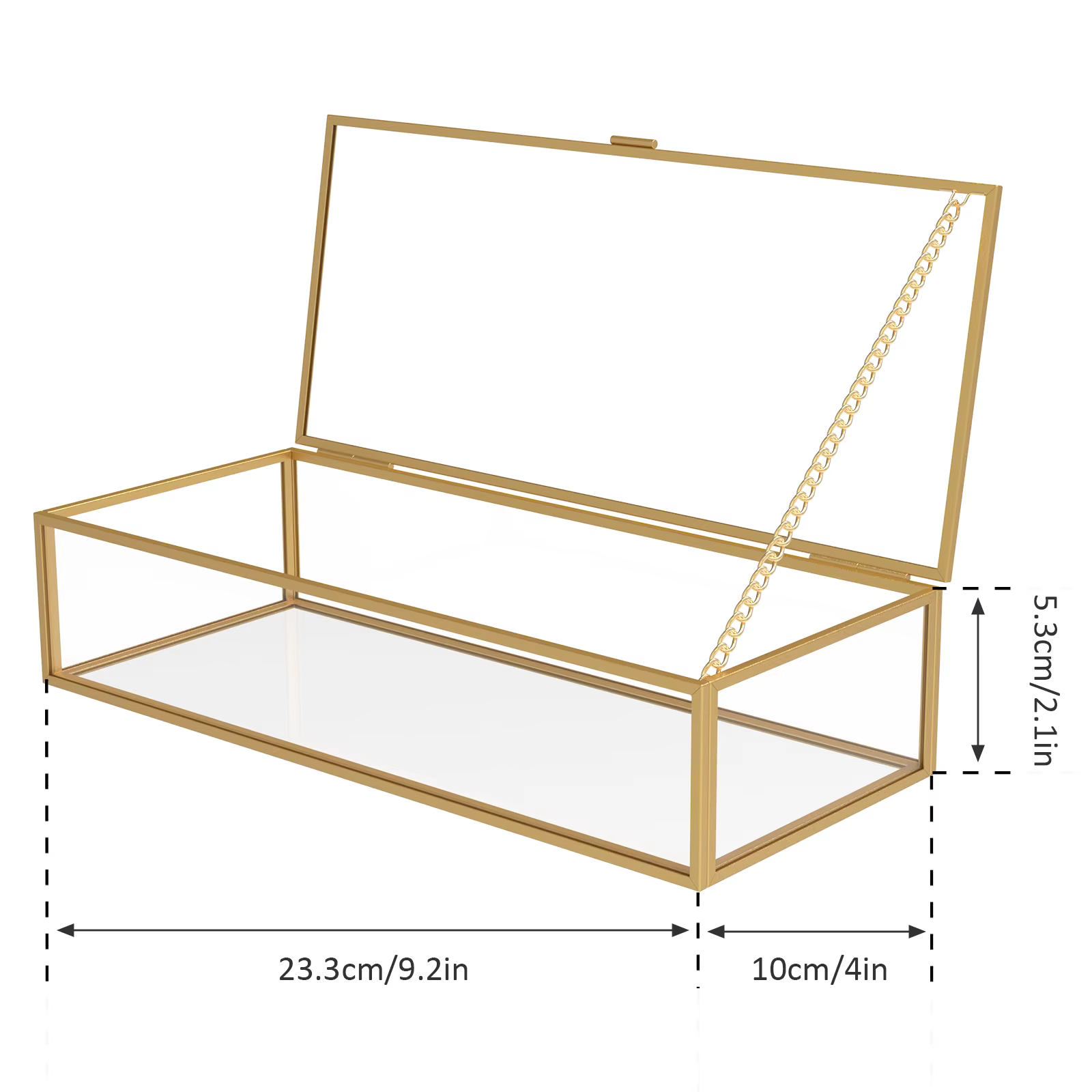 Boîte à bijoux en verre Transparent doré rectangulaire, organisateur de bijoux Vintage pour la maiso