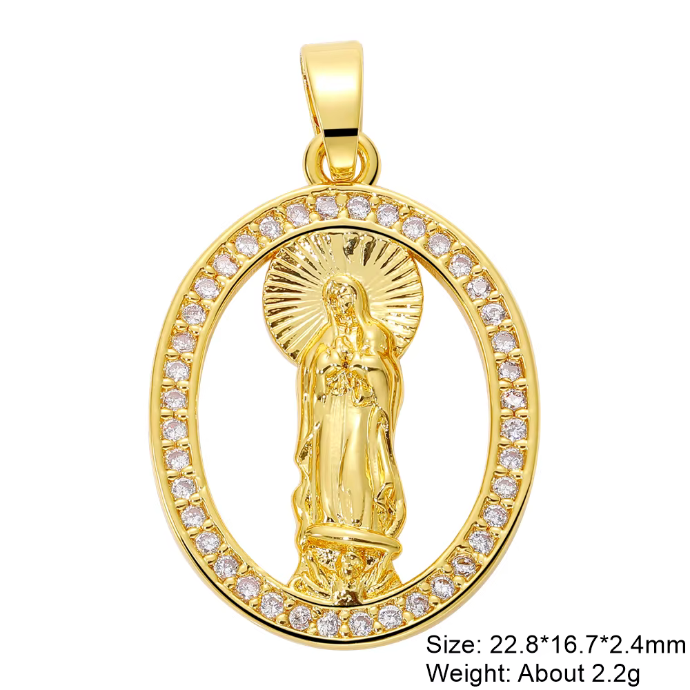 Juya – décoration faite à la main plaquée or véritable 18 carats, breloques de la vierge marie pour 