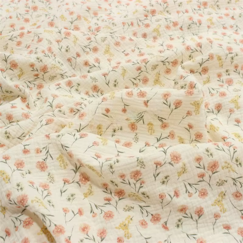 Tissu froissé en gaze Double couche de coton doux 135x50cm, Design Floral, vêtements pour enfants, v