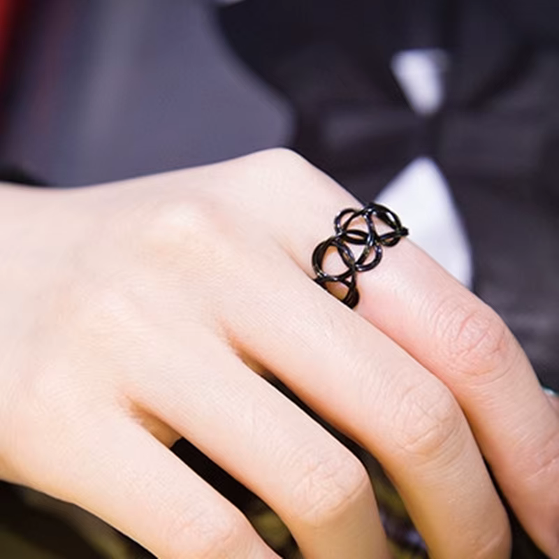 Nouveau tatouage Knuckle anneaux pour femmes noir extensible élastique gothique femme anneaux Punk r