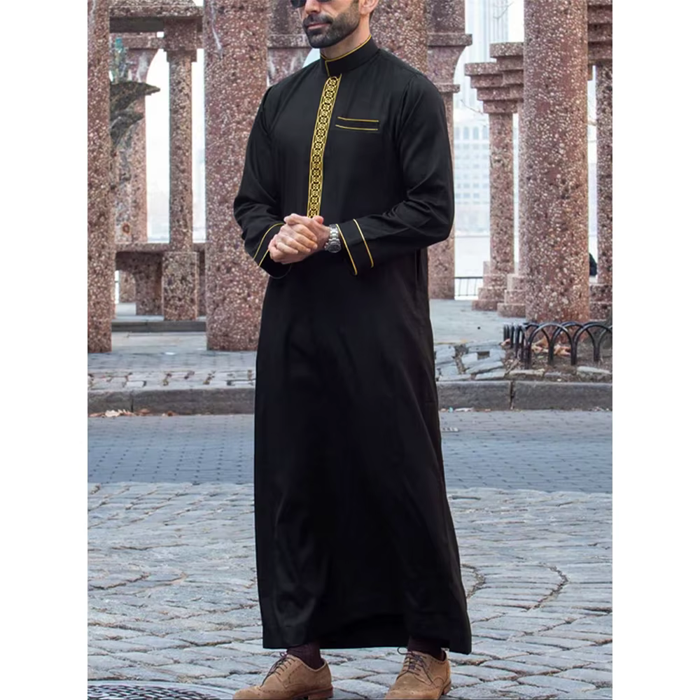 Robe traditionnelle musulmane pour hommes, robe brodée élégante et luxueuse, robe islamique pour fes