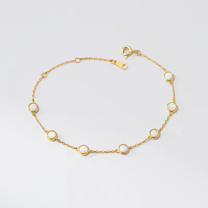 WOOZU réel 925 en argent Sterling élégant rond opale pierre Bracelets pour femme fête de mariage tem