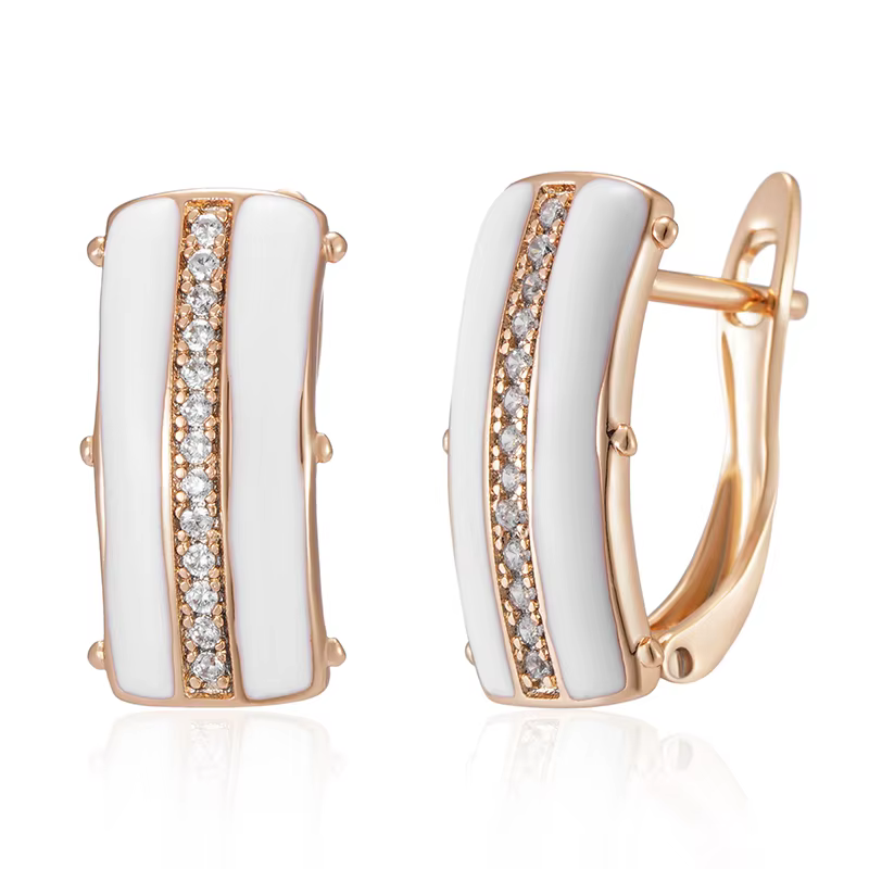 SYOUJYO – boucles d'oreilles pavées en Zircon naturel pour femmes, couleur or Rose brillant, Simple 