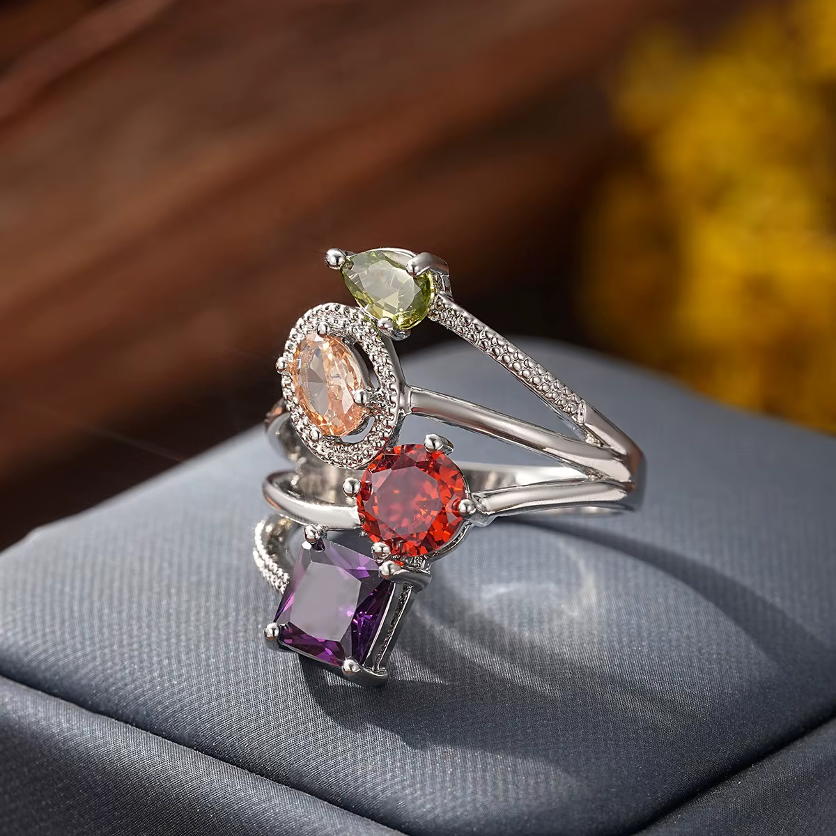 Bagues de fiançailles de mariage bohémien pour femmes, bijoux en argent Sterling avec pierre colorée