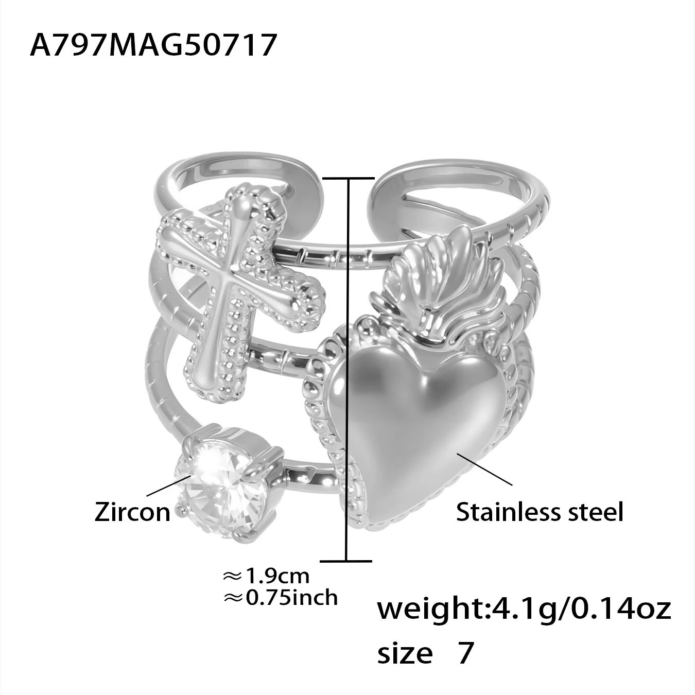 Bagues mignonnes en forme de cœur d'amour pour femmes, en acier inoxydable, plaqué or, zircone blanc