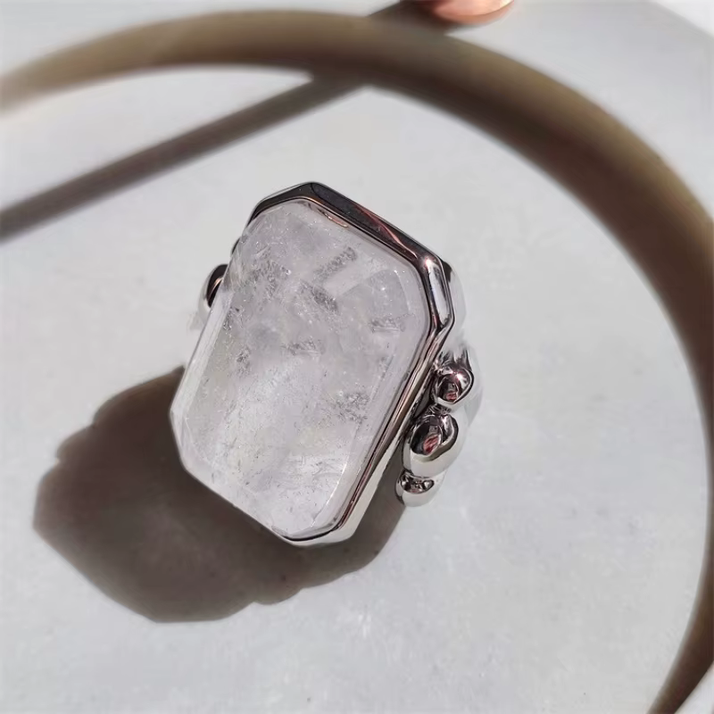 Europe Vintage or argent cristal large grand anneau femmes luxe bijoux accessoires tendance