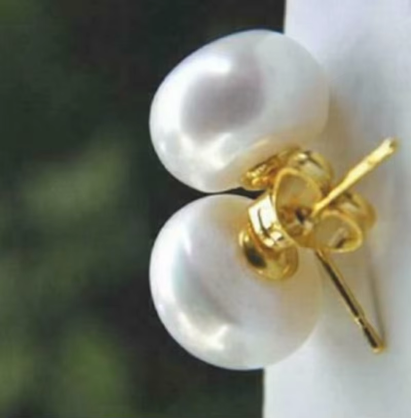 Boucles d'oreilles en or 14 carats, certificat d'article le plus vendu, AAA 7-8mm 8-9mm 9-10mm 10-11