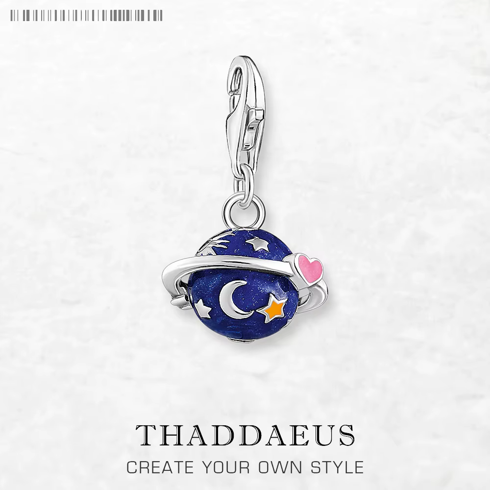Bijoux fantaisie tendance, pendentif planète saturne bleu foncé, breloque pendante, en argent Sterli