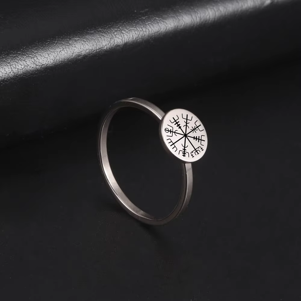 LIKGREAT Vintage Viking Rune Signet Scandinavn Anneaux pour Hommes Femmes Vegvisir Boussole Anneau C