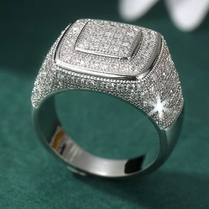 Magnifique bague de mariage en zircone synthétique de forme carrée pour hommes et femmes, accessoire