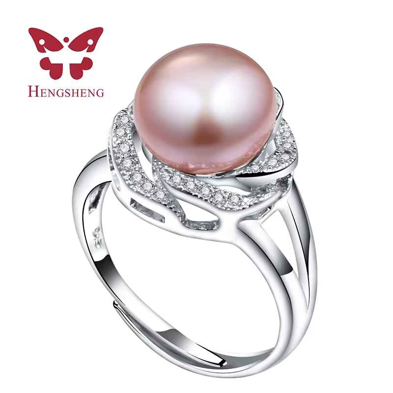 2019 bague de perles d'eau douce AAAA de qualité supérieure pour femmes bague réglable avec violet g