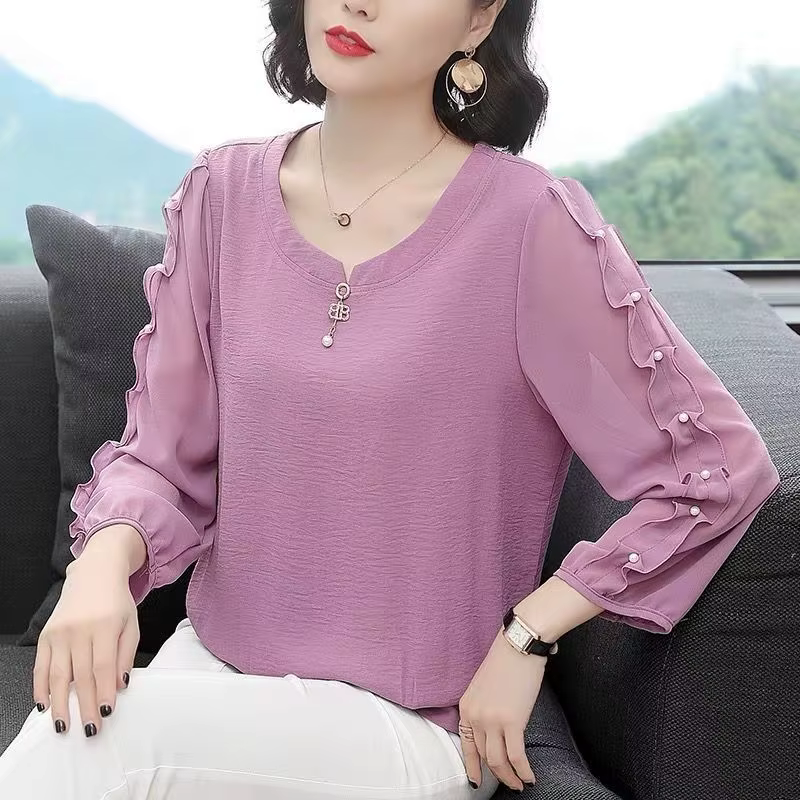 Tenue féminine printemps-été, nouvelle blouse en mousseline de soie à manches trois-quarts, style oc