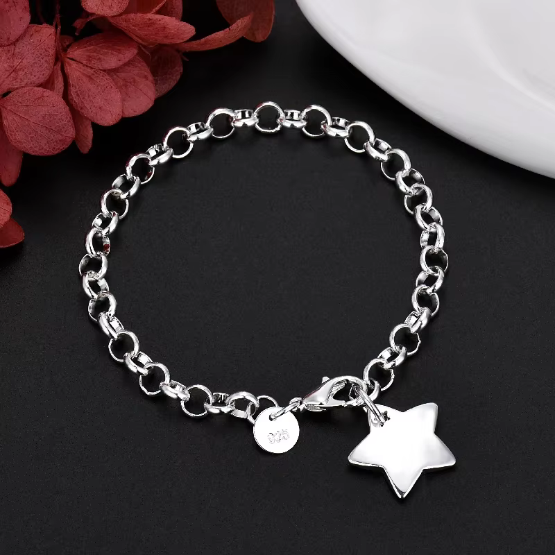 Bracelets étoiles en argent Sterling 925 pour femmes, jolis bijoux de fête et de mariage, accessoire