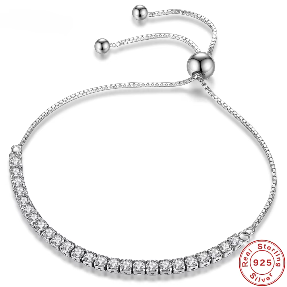 Bracelet en argent Sterling 925, amour élégant, chaîne en cristal de Tennis en Zircon pour femmes, m