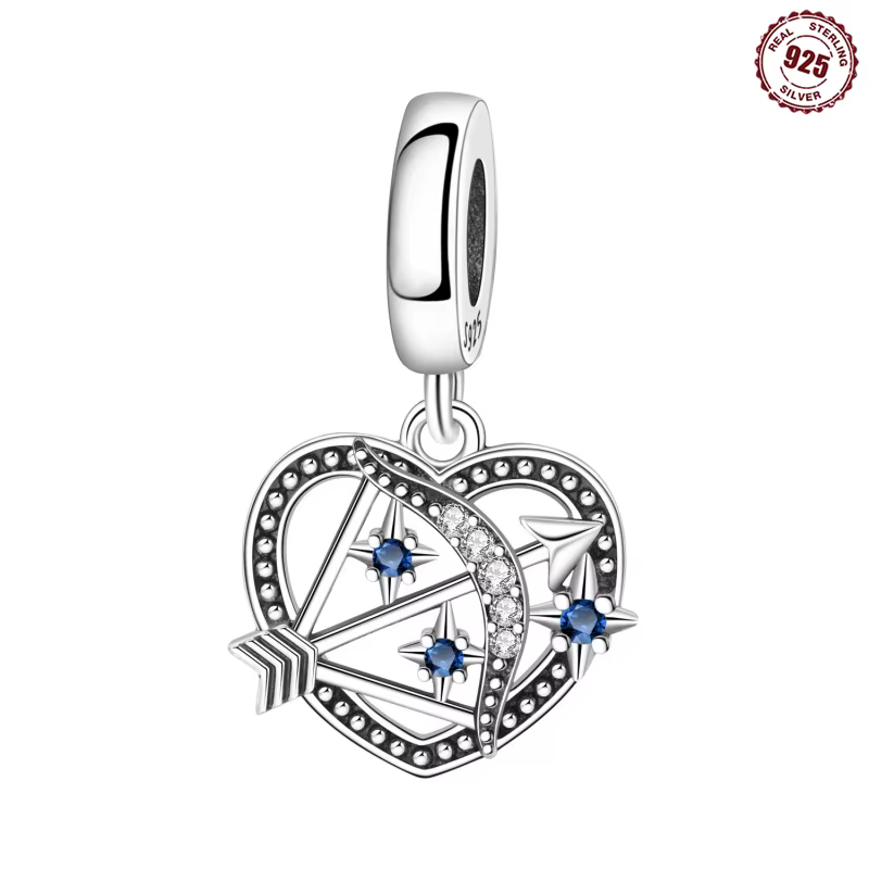MISEFF 2025 réel 925 en argent Sterling évider coeur forme arc flèche pendentif breloques perles Bra