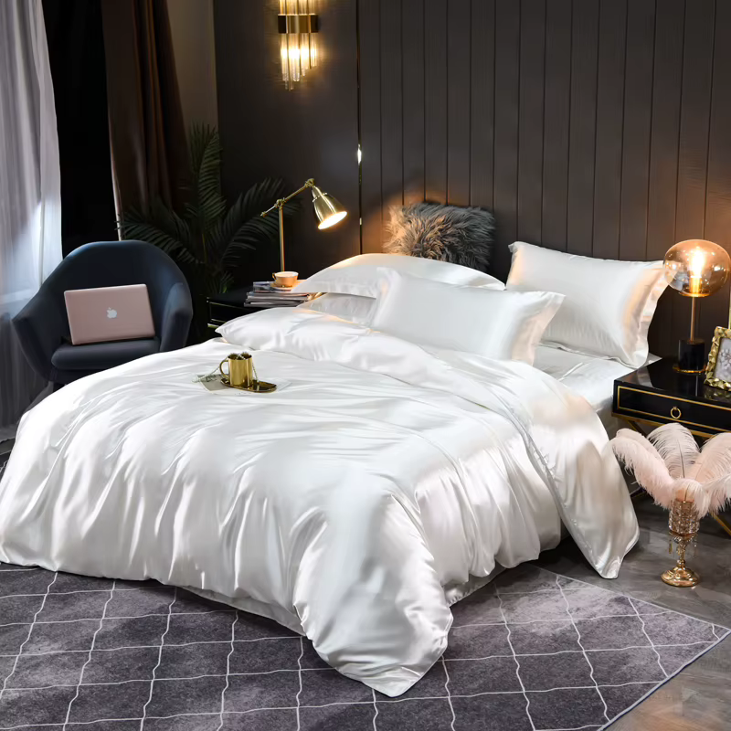 Parure de lit soyeuse en satin de haute qualité, ensemble de housse de couette, simple, double, jume