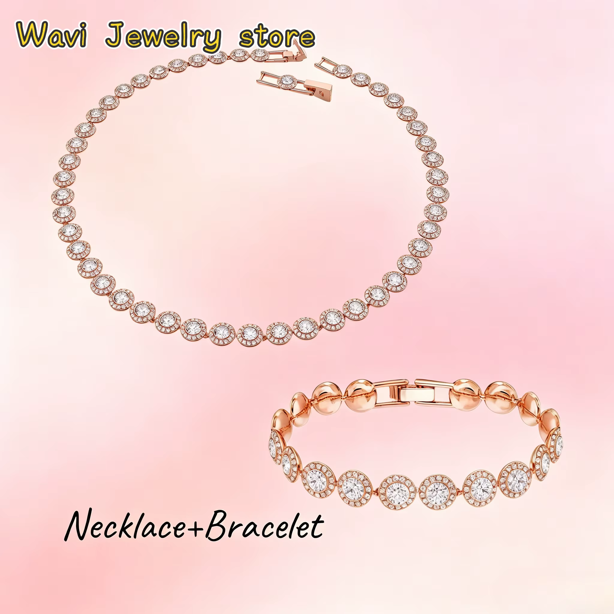 Ensemble de bijoux de mariage de luxe en or, argent et cristal, rond, haut de gamme, boucles d'oreil