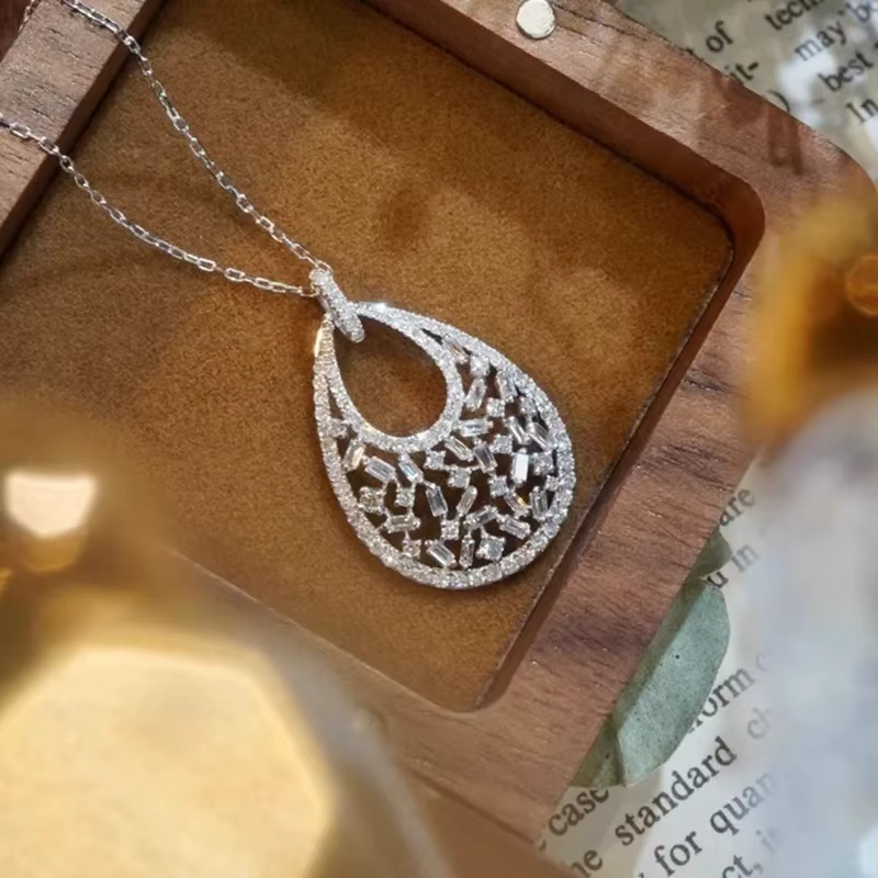 CAOSHI-Collier pendentif en forme de goutte pour femme, bijoux de fête de mariage, brillant, contre-