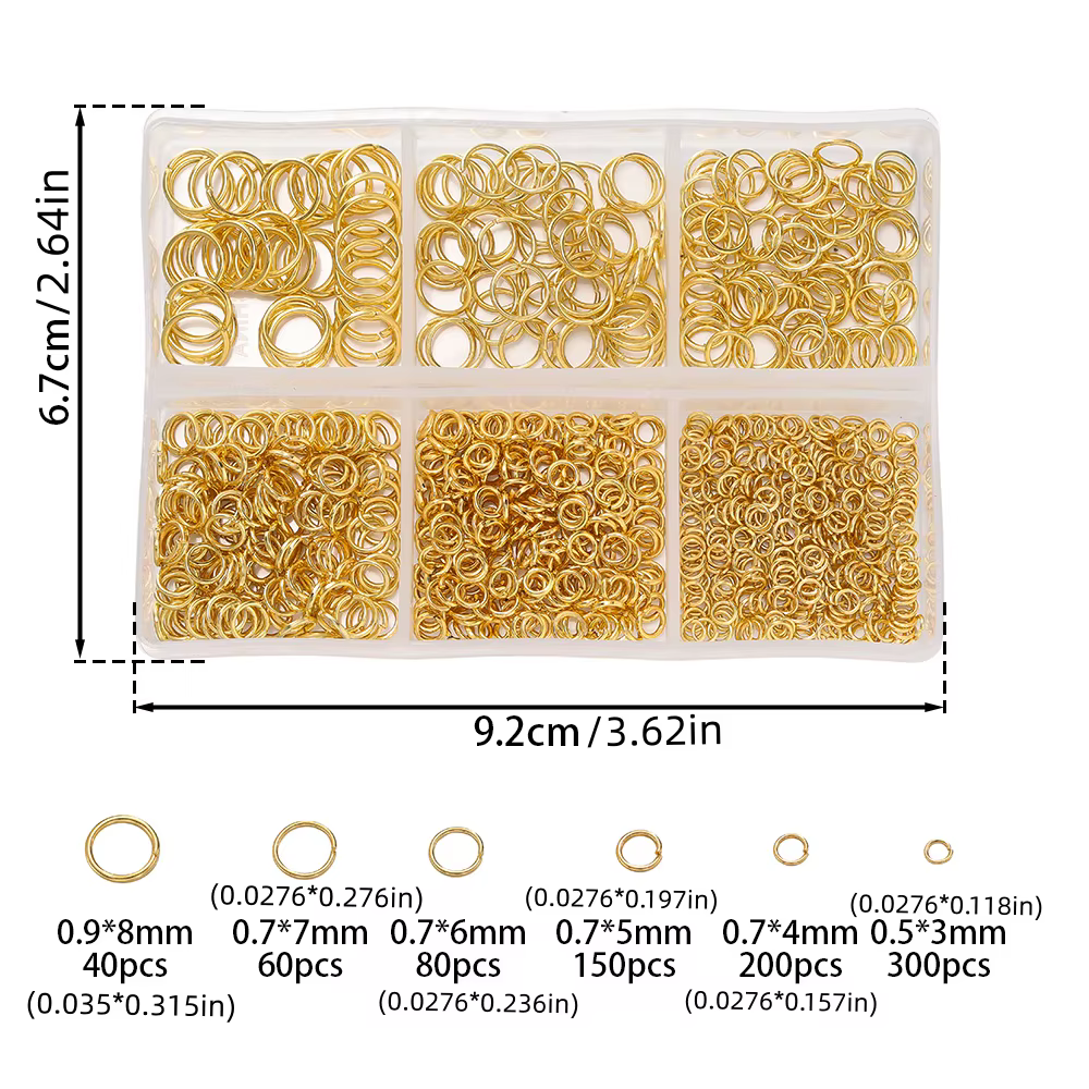 1 ensemble de bagues ouvertes de tailles variées, anneaux fendus, kit de fabrication de bijoux pour 