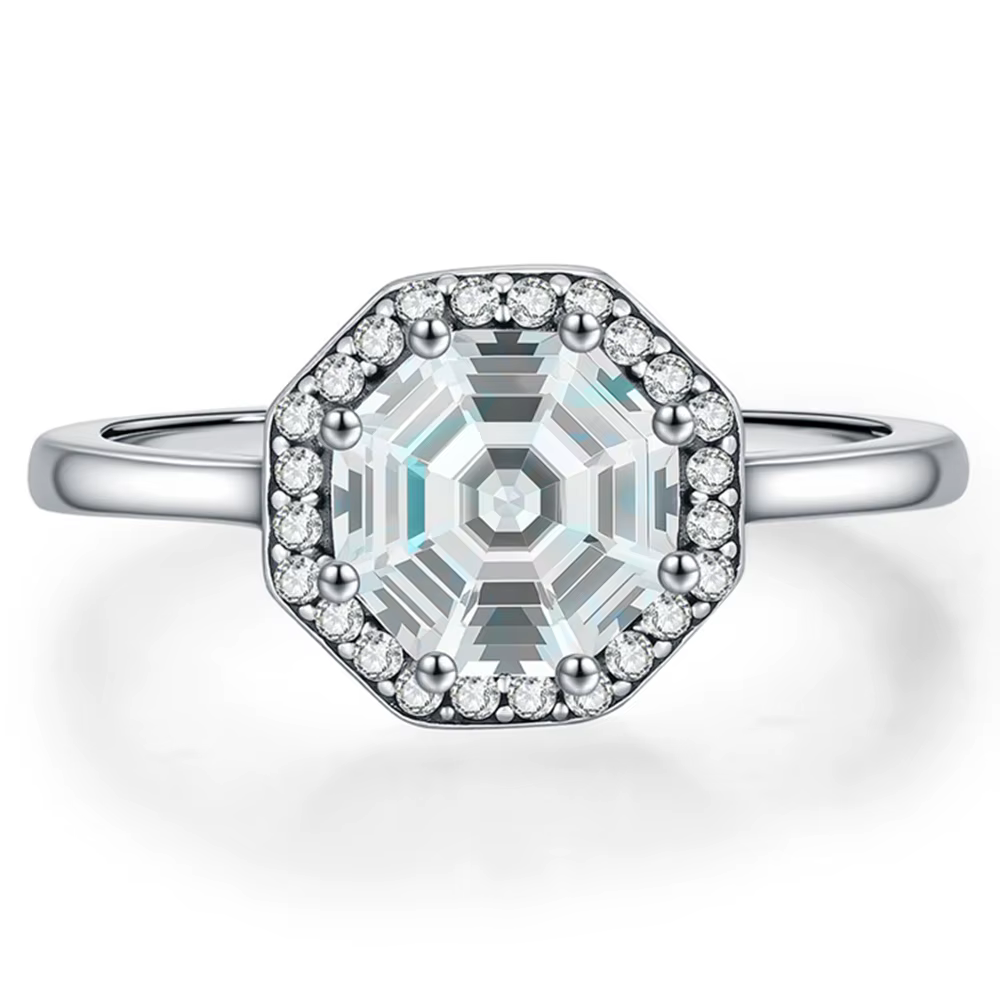 Wong Rain Bague de mariage en argent sterling 925 avec saphir de laboratoire octogonal de 7 MM pour 