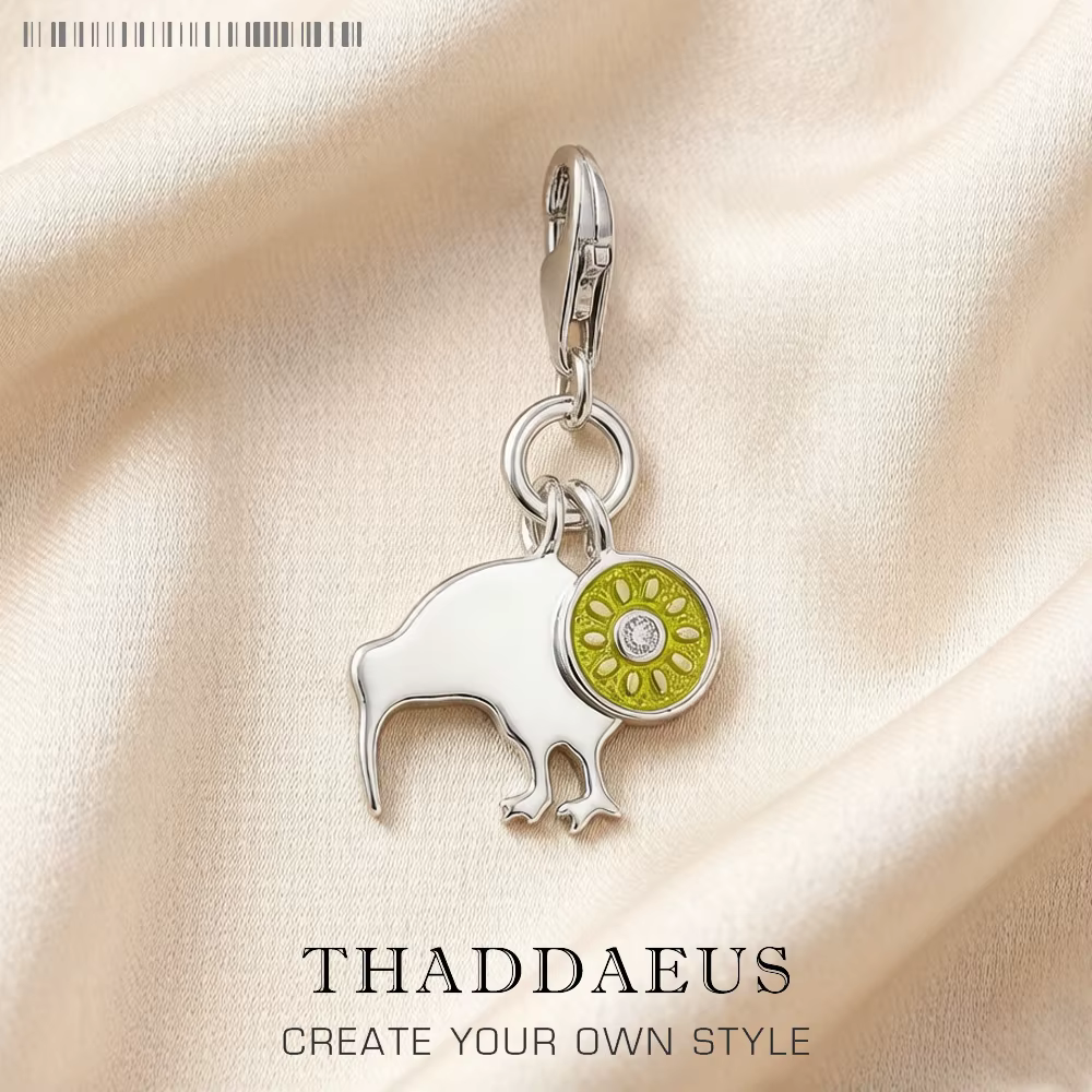 Kiwi & Bird – pendentif à breloques en argent Sterling 925, Style européen, mignon, bijoux à la mode