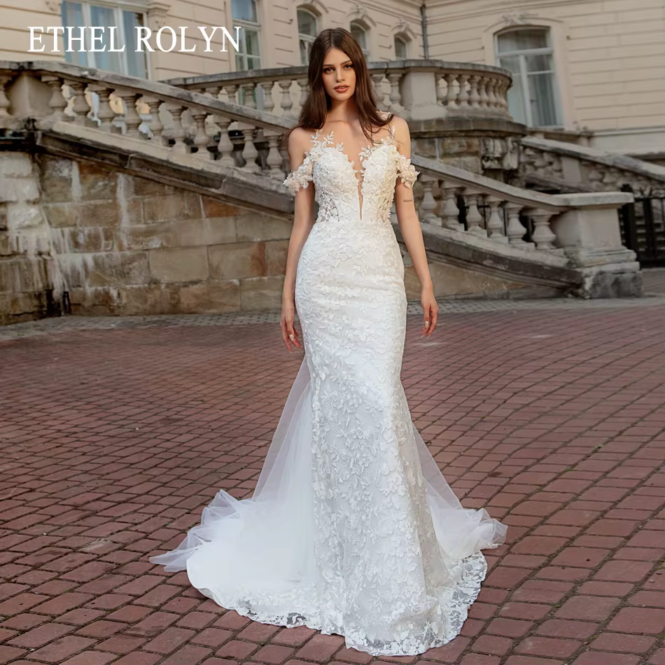ETHEL ROLYN robe De mariée sirène pour femmes Spaghetti sangle chérie broderie Illusion robe De mari