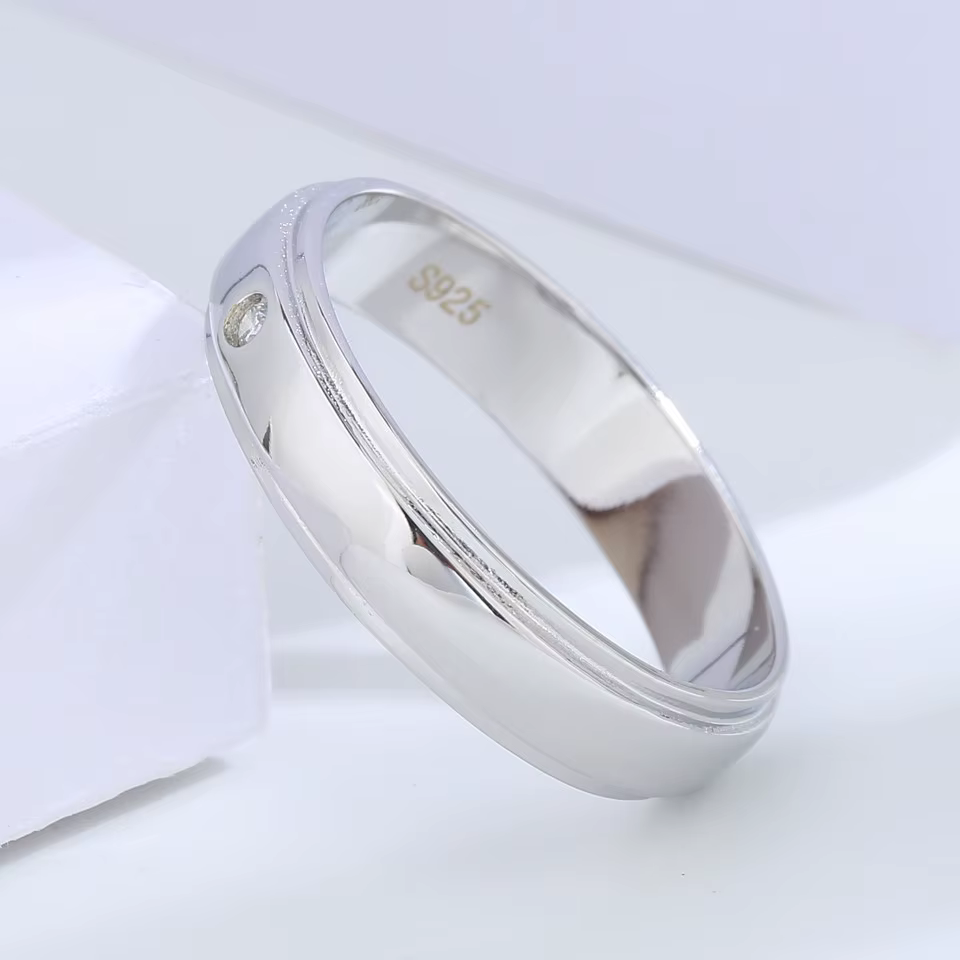 Buyee 925 bague de couple en argent Sterling blanc Zircon bague de mariage doigt pour femmes hommes 