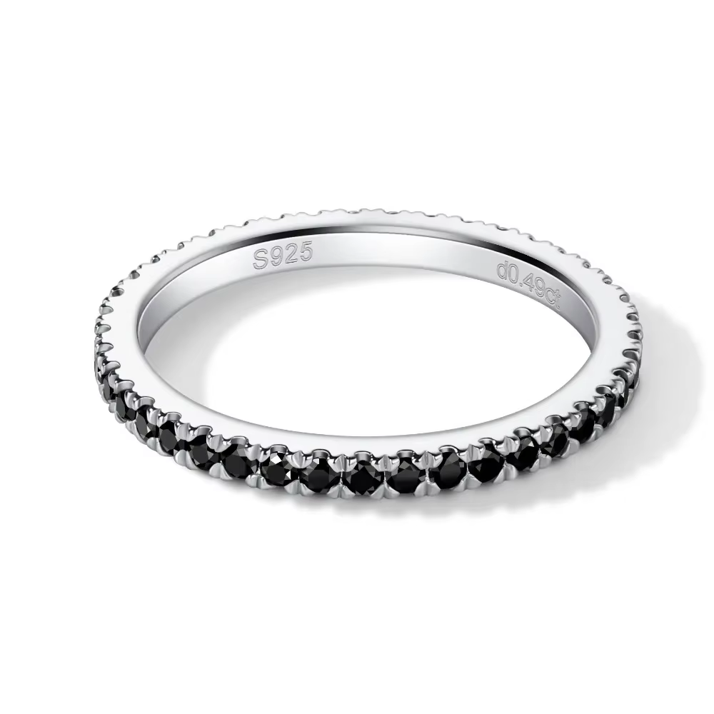 M-JAJA noir Moissanite bague éternité alliance pour les femmes S925 en argent Sterling laboratoire d
