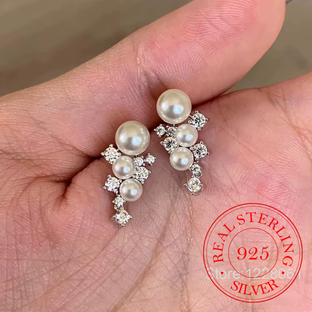 Bijoux de luxe en argent Sterling 925, boucles d'oreilles en perles de raisin en cristal pour femmes