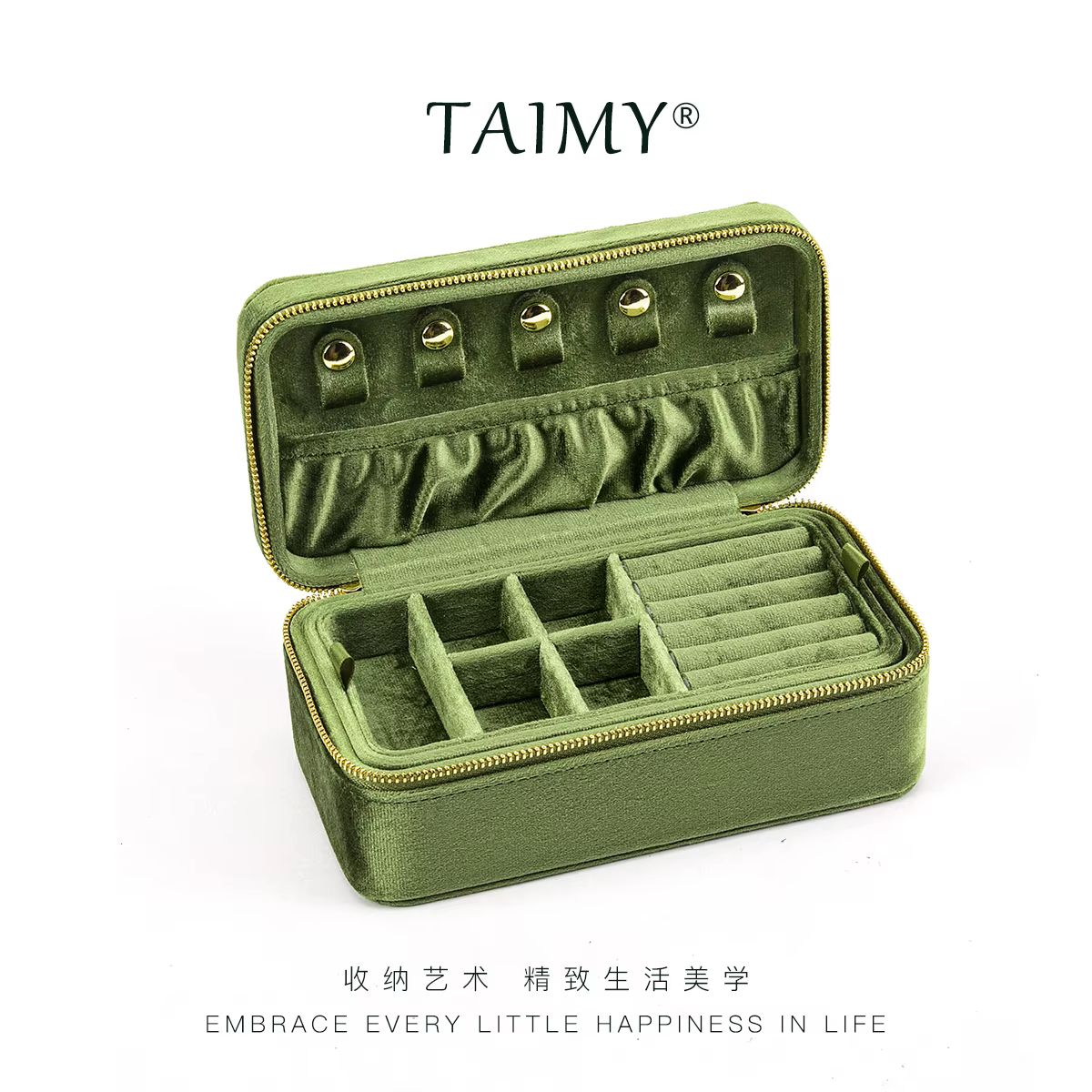 TAIMY Double couche boîte à bijoux velours Portable bijoux bague collier Bracelet boîte de rangement
