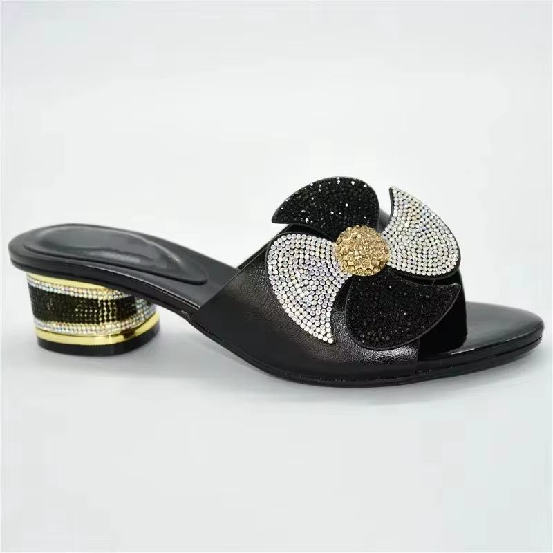 Style de mode pour la fête de mariage royal Slingbacks sandales talons bas italiens pantoufle d'auto