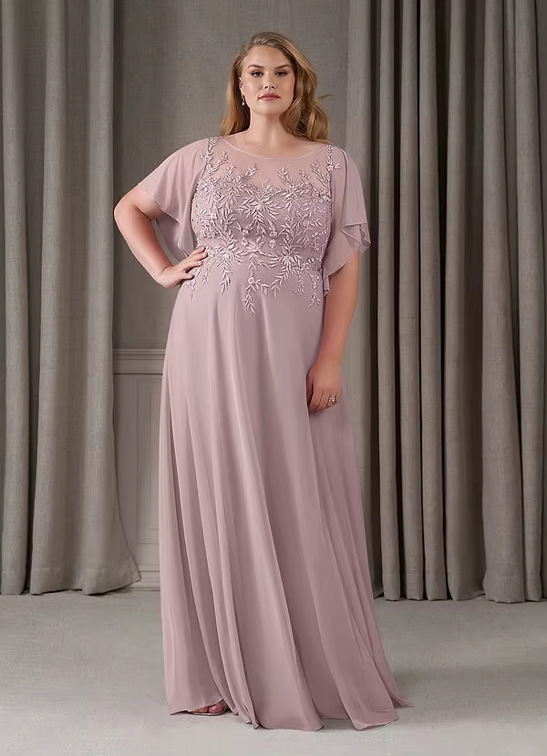 Robes mère de la mariée élégantes, avec manches cape, robe de soirée longue, décolleté transparent, 
