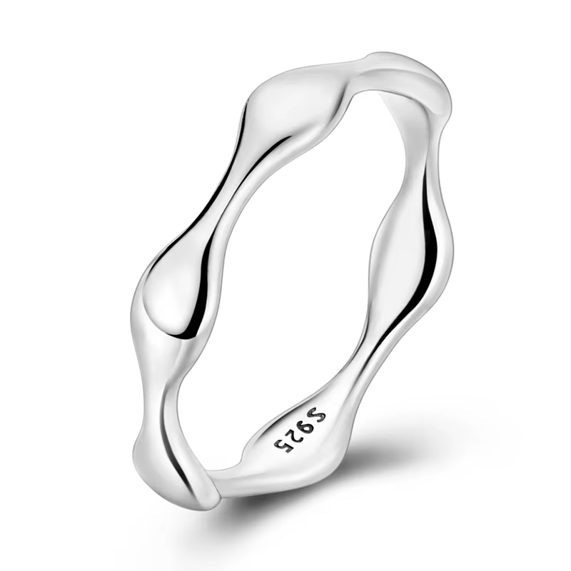 Bagues originales en argent Sterling 925, règles de gouttelettes de liquide, bagues simples pour fem