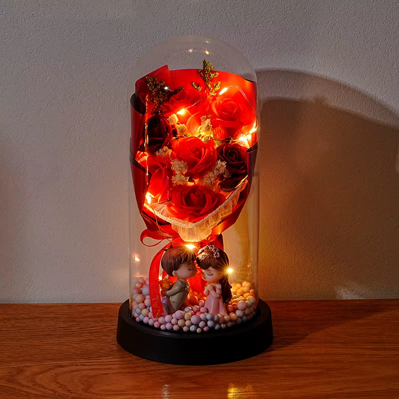 Mariage anniversaire saint valentin cadeau éternelle Rose fleur coloré lumineux ornement pour femmes