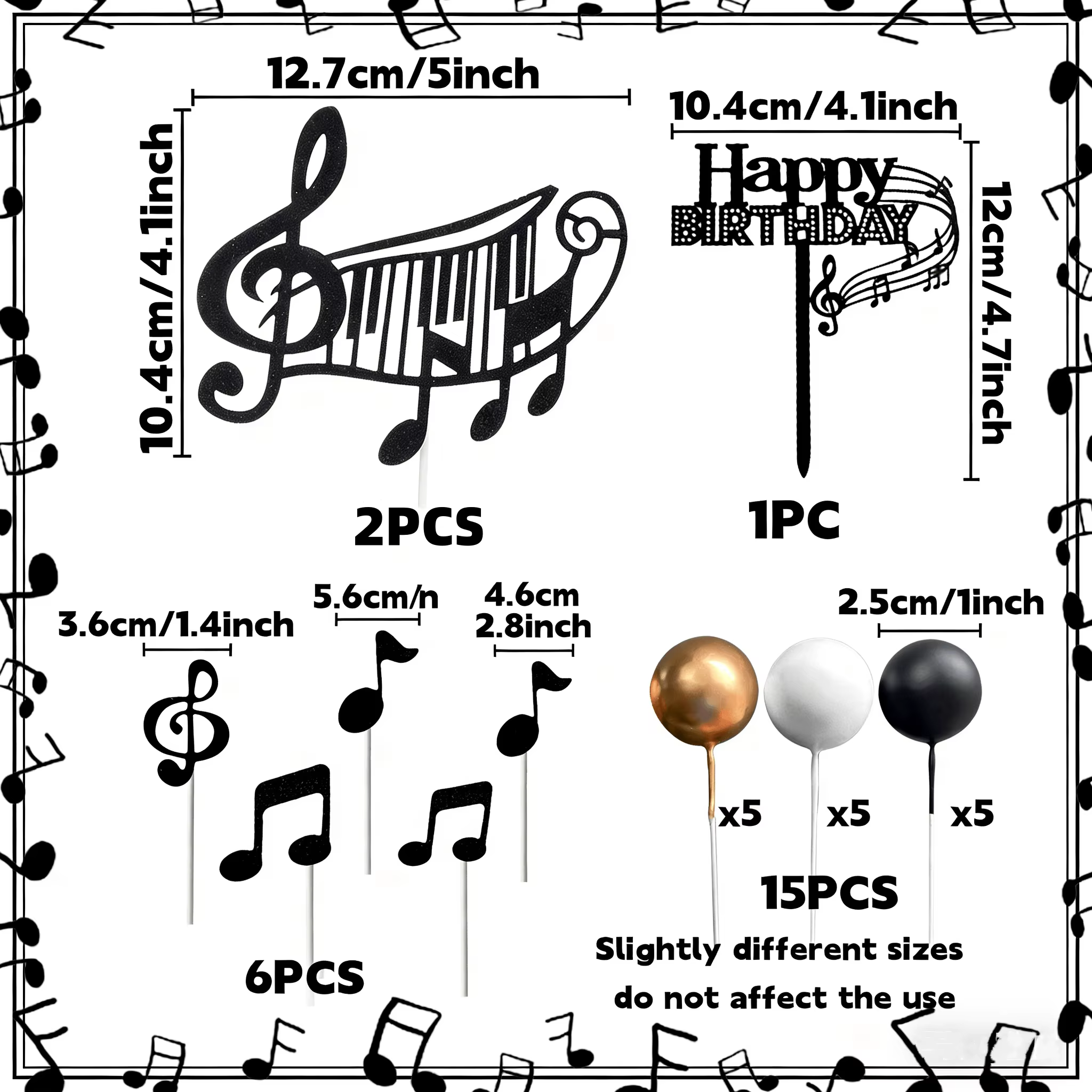 LaVenty boule Disco musique gâteau Topper guitare gâteau Toppers Notes de musique boules décorations