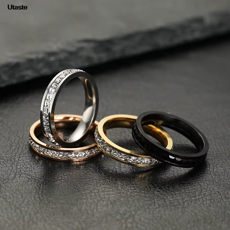 Bagues fines minimalistes pour femmes, bijoux de mariage en Zircon cubique brillant, de haute qualit