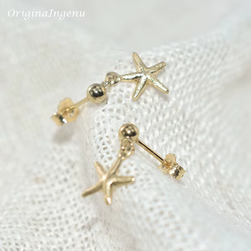 Boucles d'oreilles Boho Gold Filled Seastar pour femmes, boucles d'oreilles faites à la main, bijoux