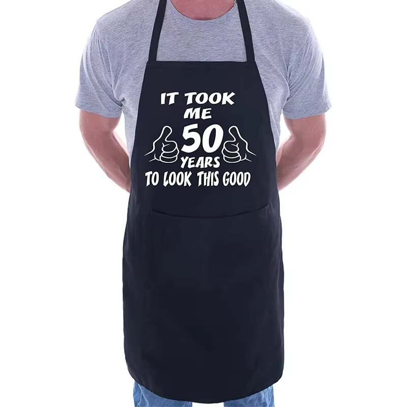 Tablier de décoration pour fête d'anniversaire 50 ans, 50e anniversaire, pour papa, maman, oncle, ta