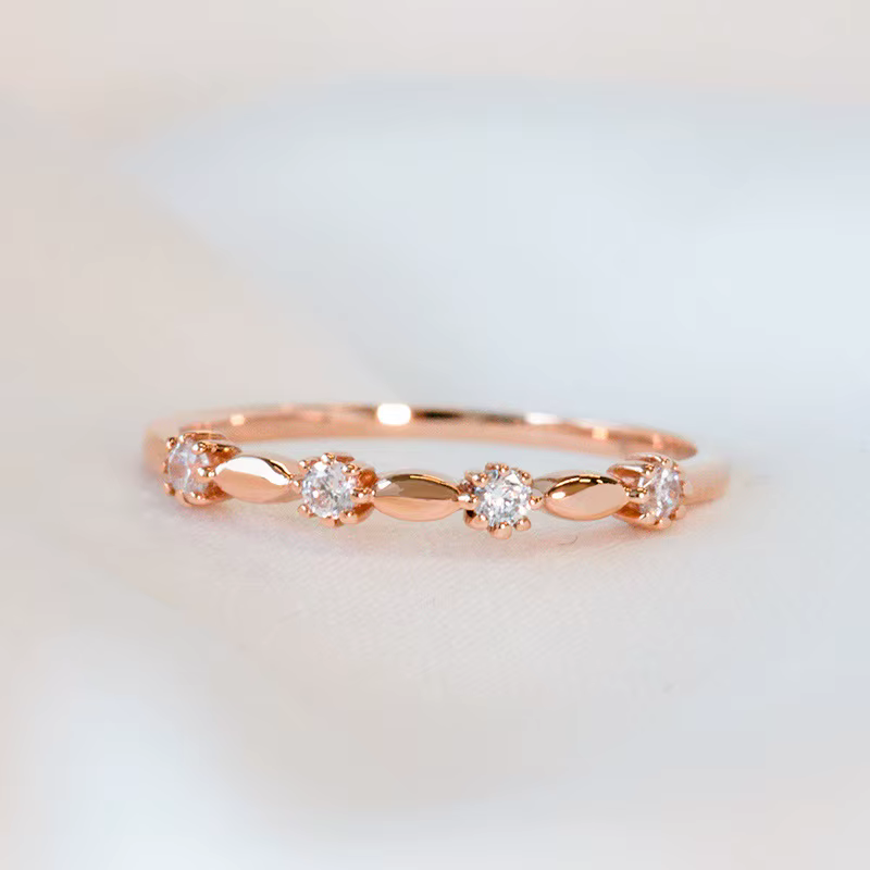 Bague d'éternité en argent Sterling avec plaque en or Rose, bracelet de mariage en diamant pour femm