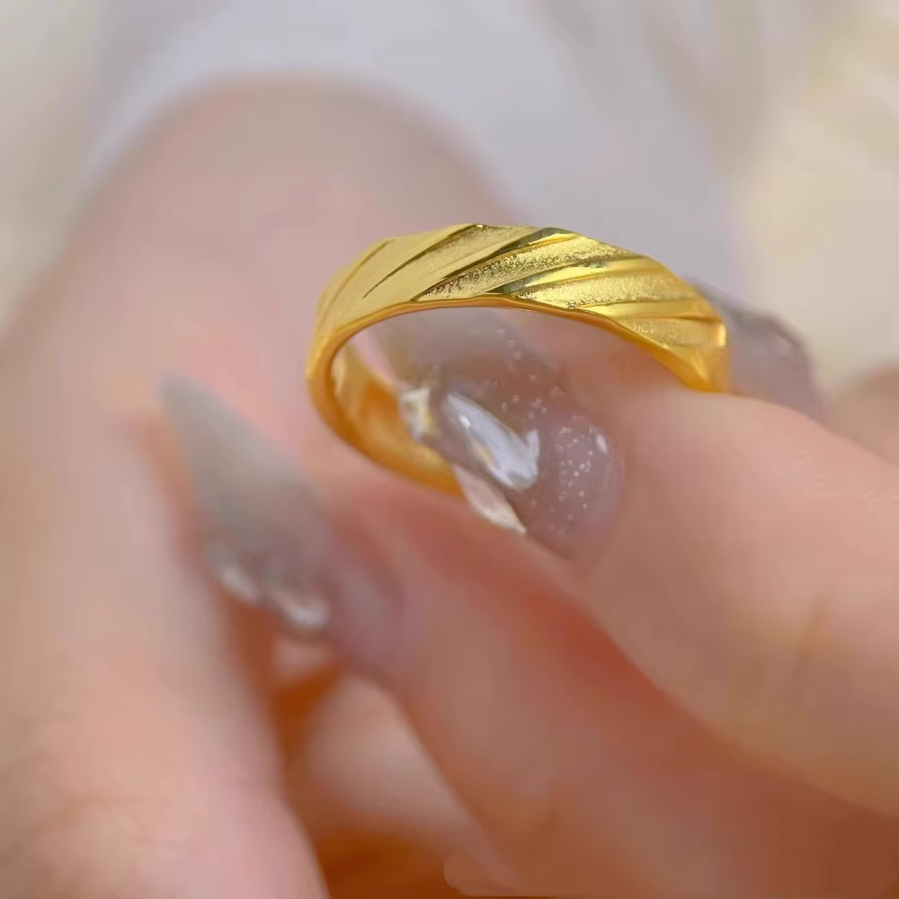 Bague de couple Mobius en or 24 carats 9999, bijou ouvert en or, élégant et luxueux pour femme