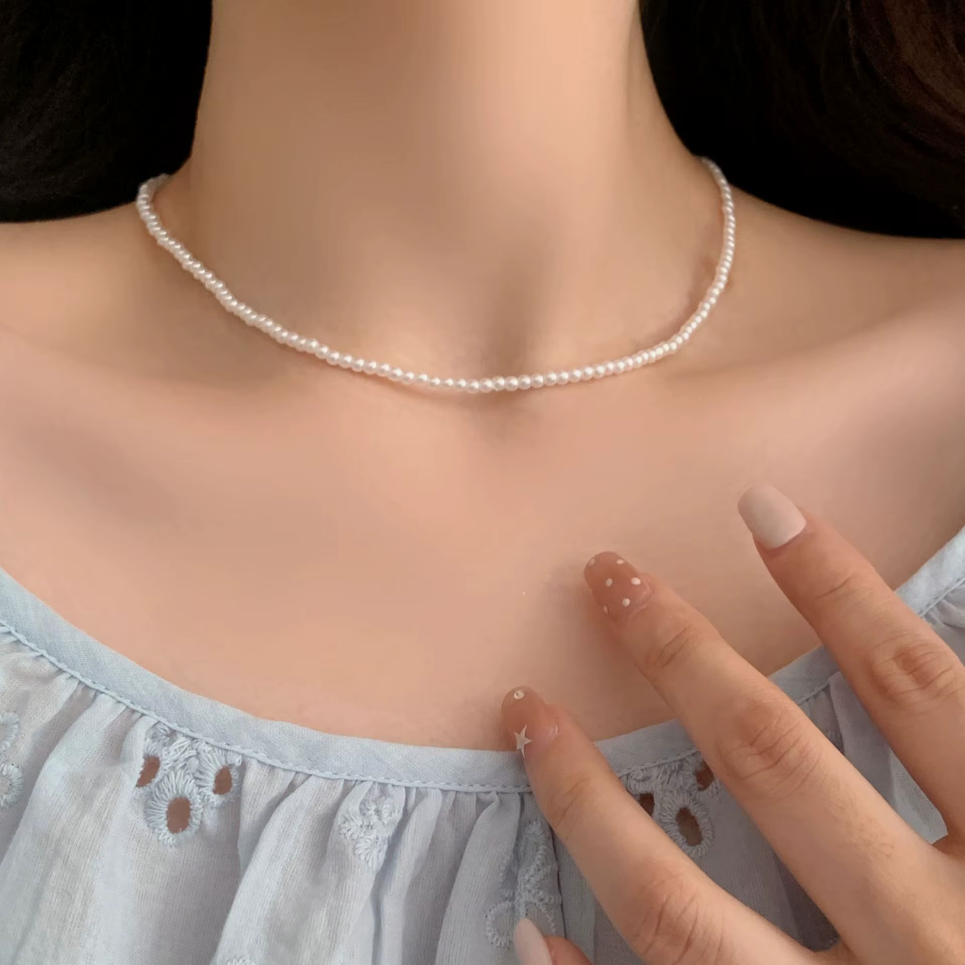 Colliers avec pendentif en perles rondes géométriques couleur argent pour femmes, bijoux tendance, a
